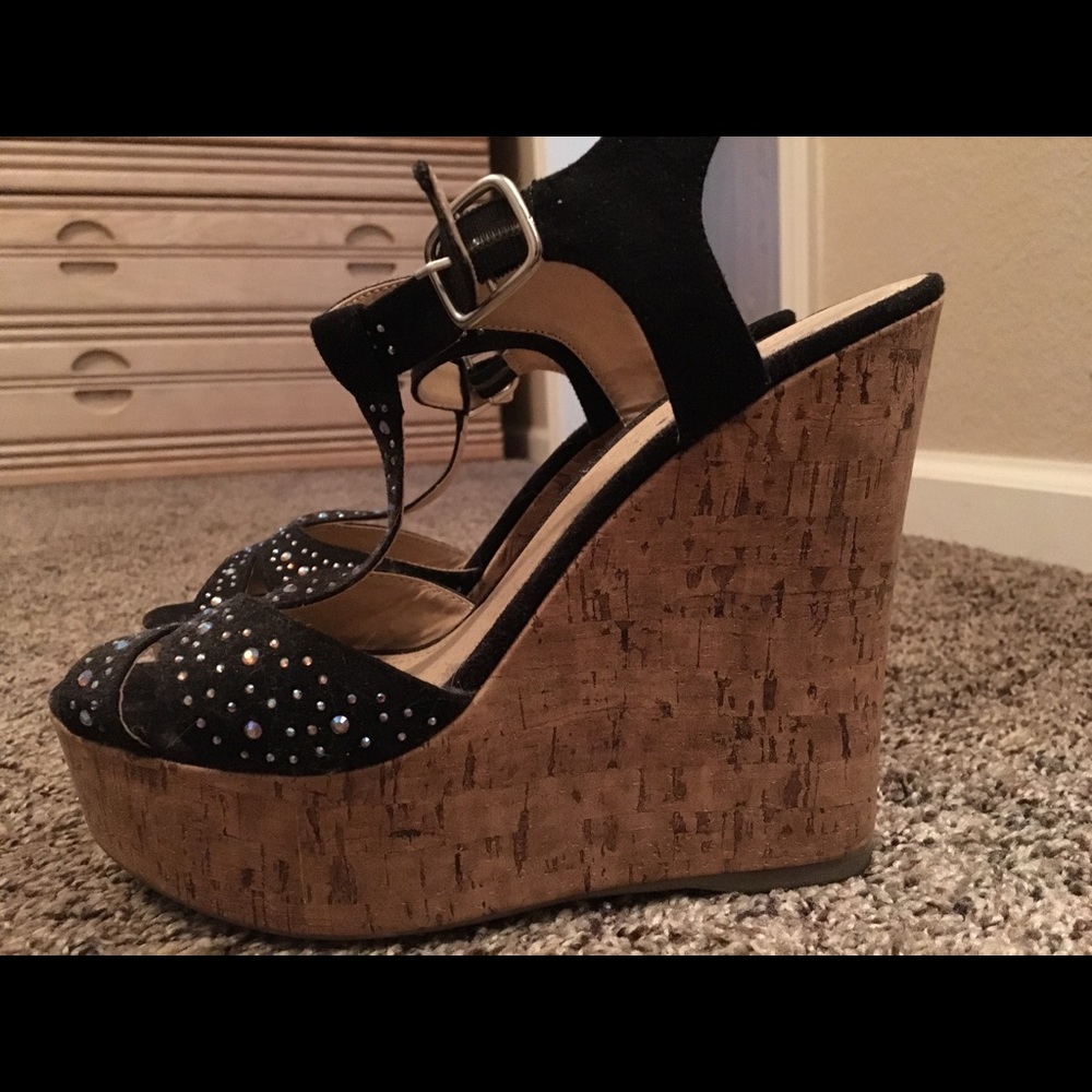 Cute Black Rhinestone Wedges!